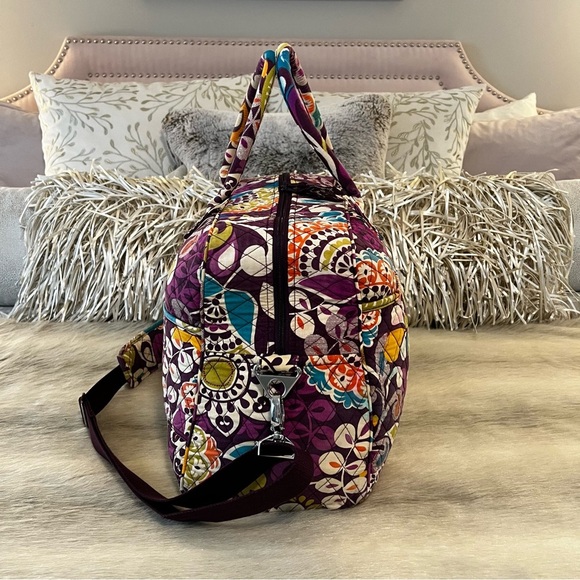 VERA BRADLEY Plum Crazy 2013 Weekender Bag Purple Blue Orange Y2K Travel Quilted - Picture 8 of 17